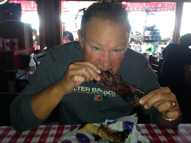 Mike getting after his Texas BBQ Ribs